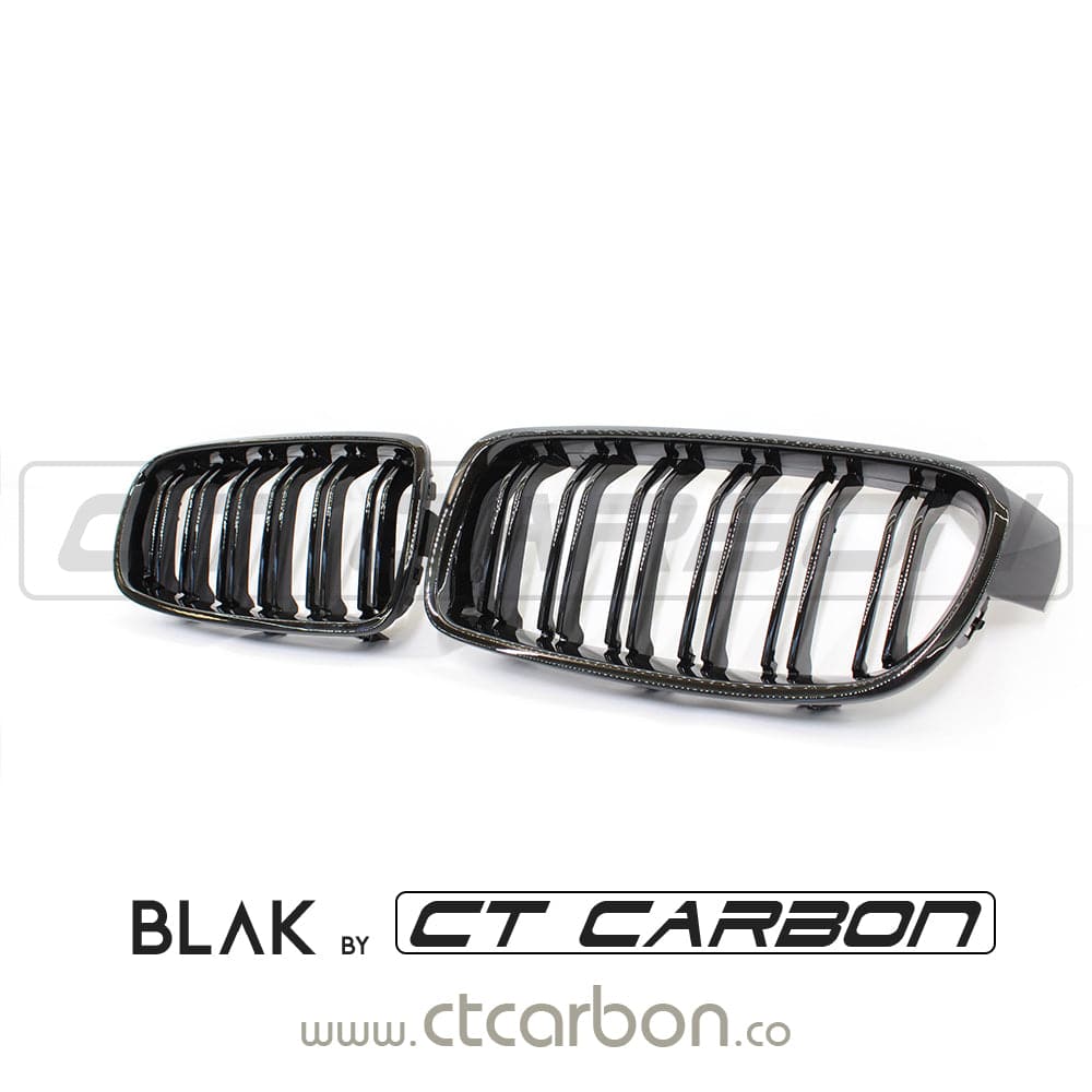 BMW F30/F31 3 SERIES BLACK DOUBLE SLAT GRILLES - BLAK BY CT CARBON