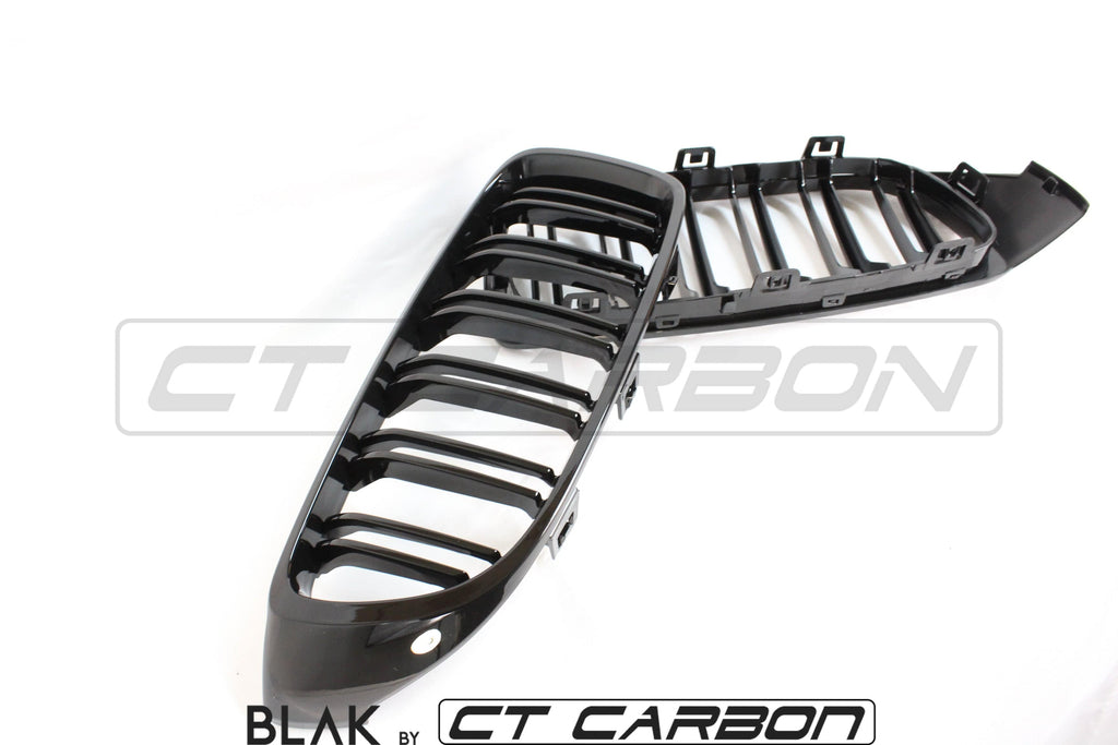 BMW M4 F82 / F83 & F32/F33/F36 4 SERIES DOUBLE SLAT BLACK GRILLES - BLAK BY CT CARBON
