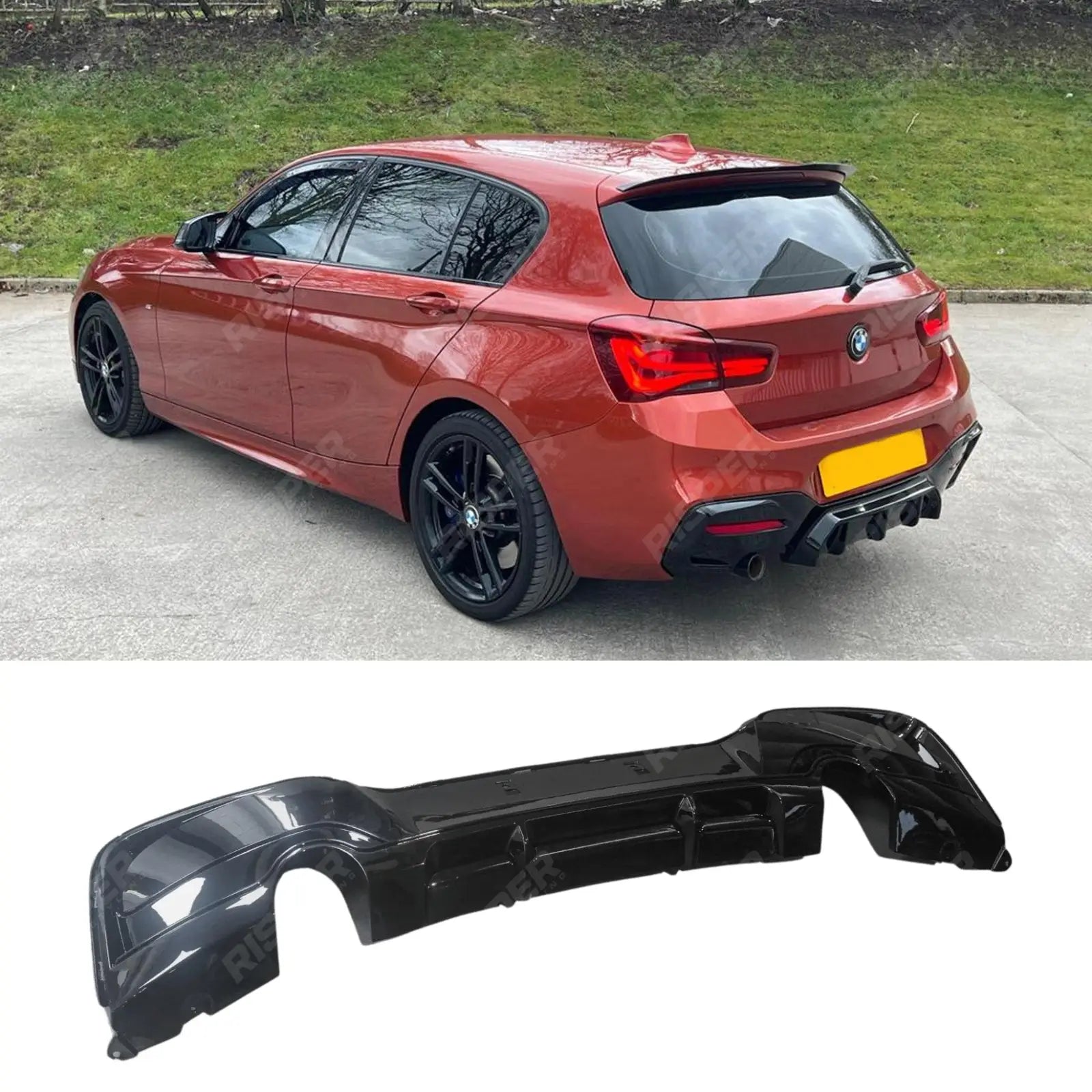 BMW 1 Series F20 LCI Facelift M Sport 2015-2019 Gloss Black Rear Diffuser Valance