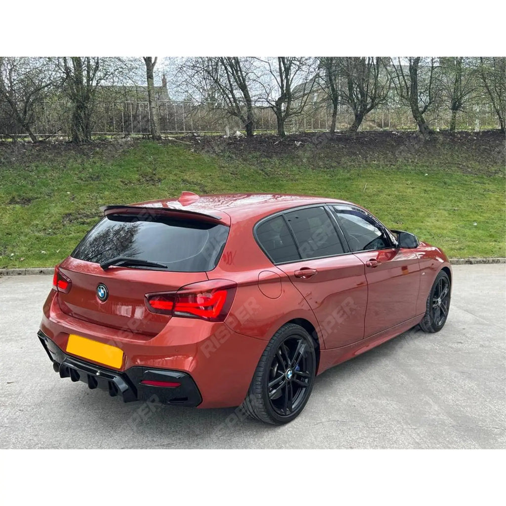 BMW 1 Series F20 LCI Facelift M Sport 2015-2019 Gloss Black Rear Diffuser Valance
