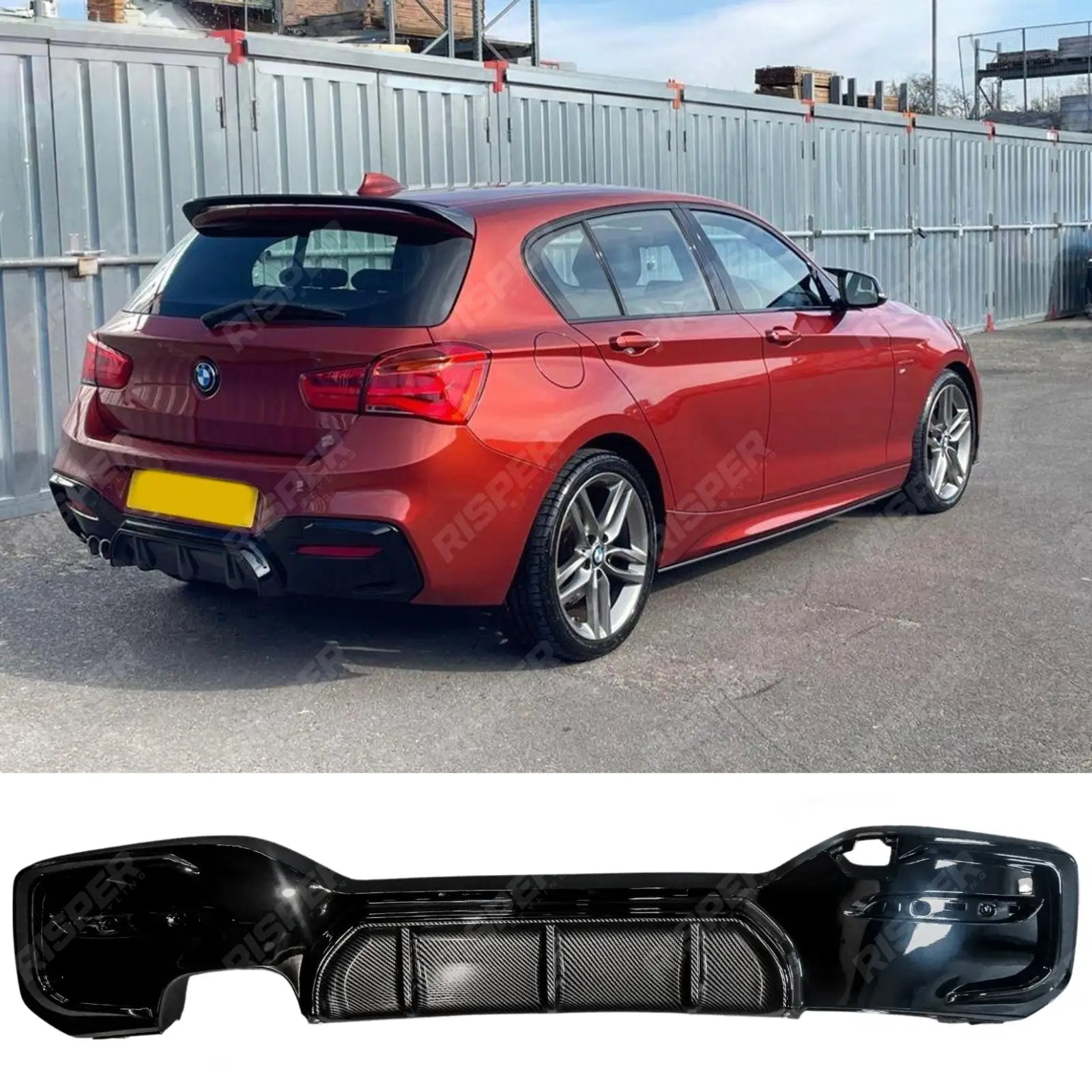 Bmw 1 Series F20 M Sport Lci 2015-2019 Rear Diffuser In Carbon Look 00____