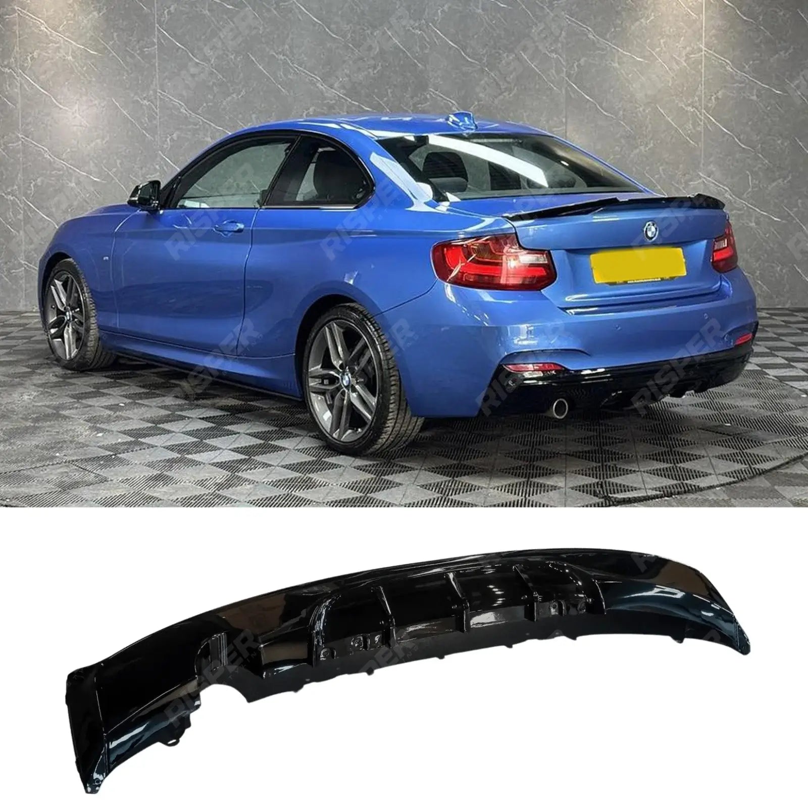 Bmw 2 Series F22 M Sport 2014-2021 Rear Diffuser In Gloss Black 0___