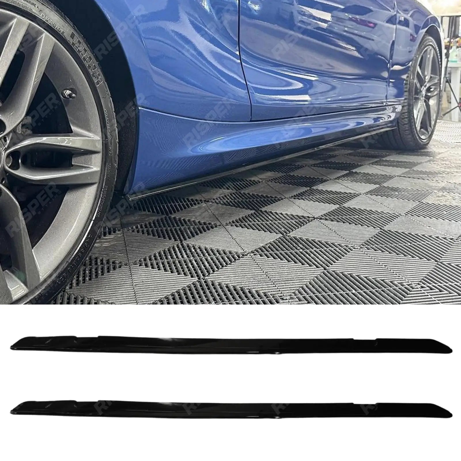 Bmw 2 Series F22 M Sport 2014-2021 Side Skirt Splitters In Gloss Black