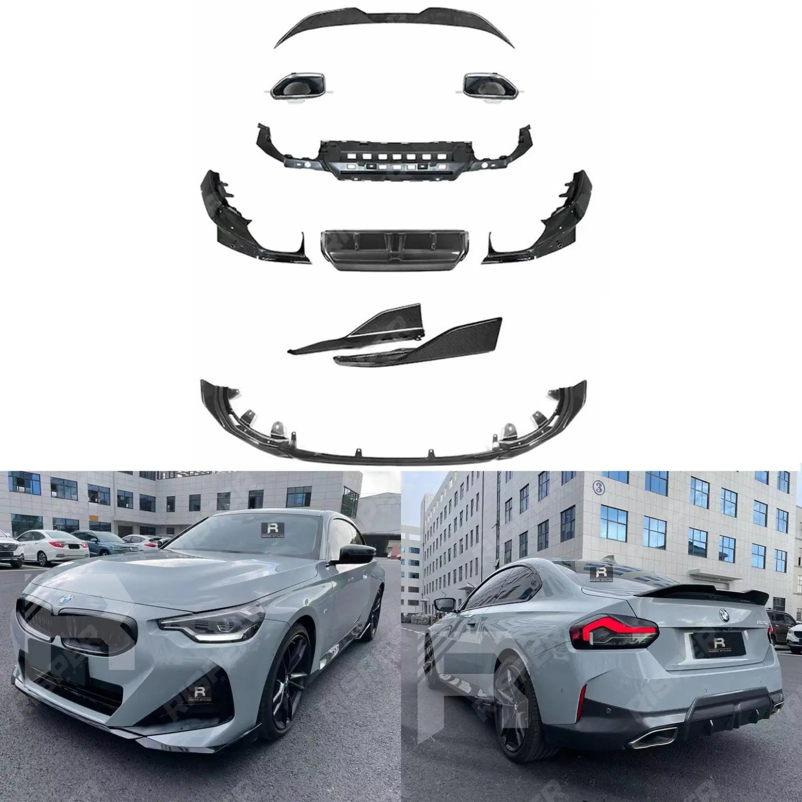 BMW 2 Series G42 2021+ 2-Door Coupe 'M240i Look' Gloss Black Full Aero Kit