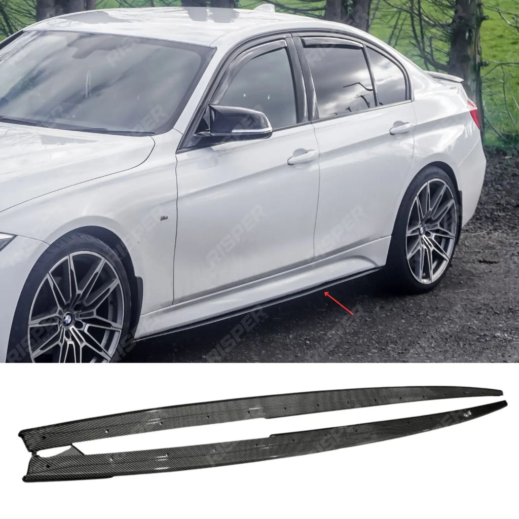 BMW 3 Series F30 F35 M Sport Side Skirt Splitters - Carbon Style