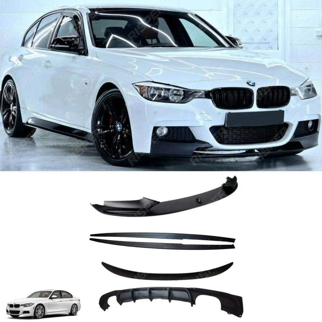 BMW 3 Series F30 M Sport 2012-2018 Matte Black Full Aero Body Kit - Diffuser 00__00