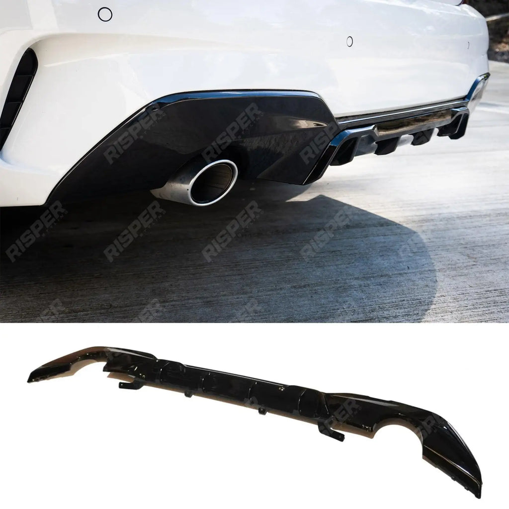 BMW 3 Series G20 2019-2021 (Pre-LCI) Gloss Black M Sport Rear Diffuser - Dual Exit