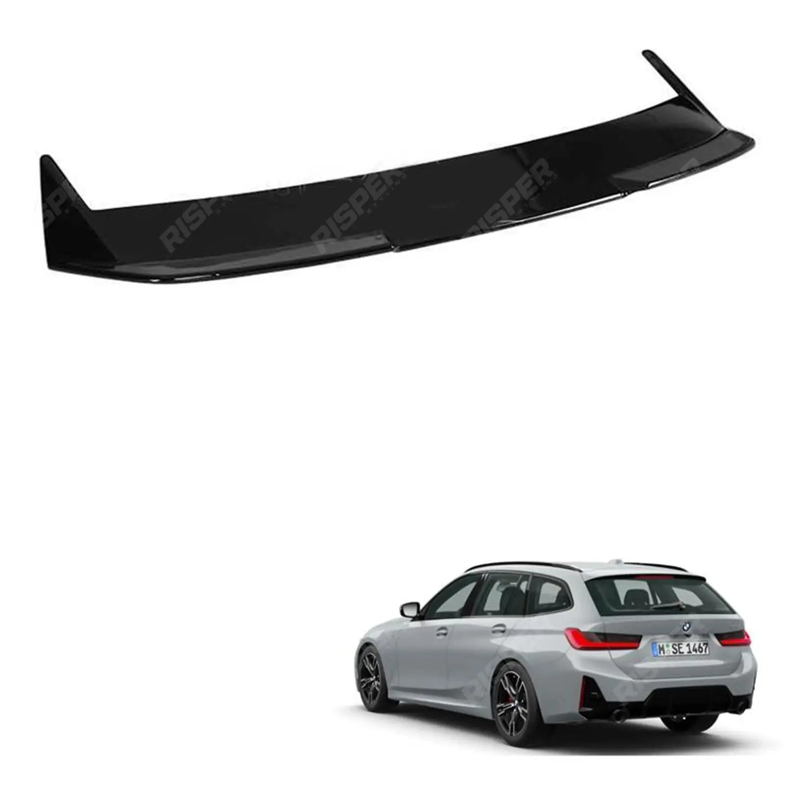 BMW 3 Series Touring G21 2018+ Rear Spoiler Cap V2 In Gloss Black