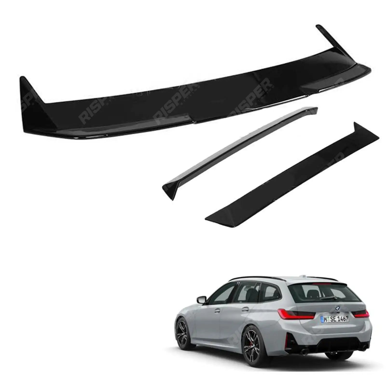 BMW 3 Series Touring G21 2018+ Rear Spoiler Side Wings In Gloss Black