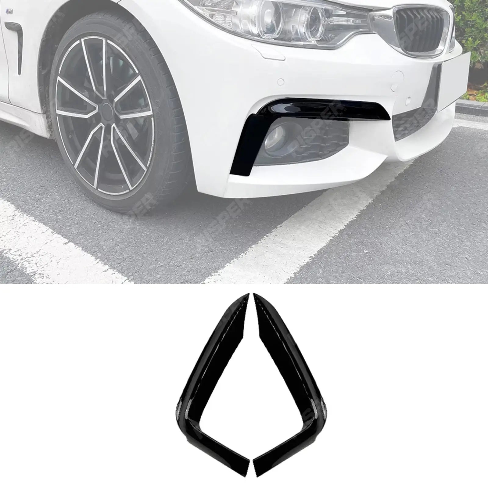 BMW 4 SERIES F32 & F36 2014-2020 M SPORT FRONT UPPER CANARDS IN GLOSS BLACK