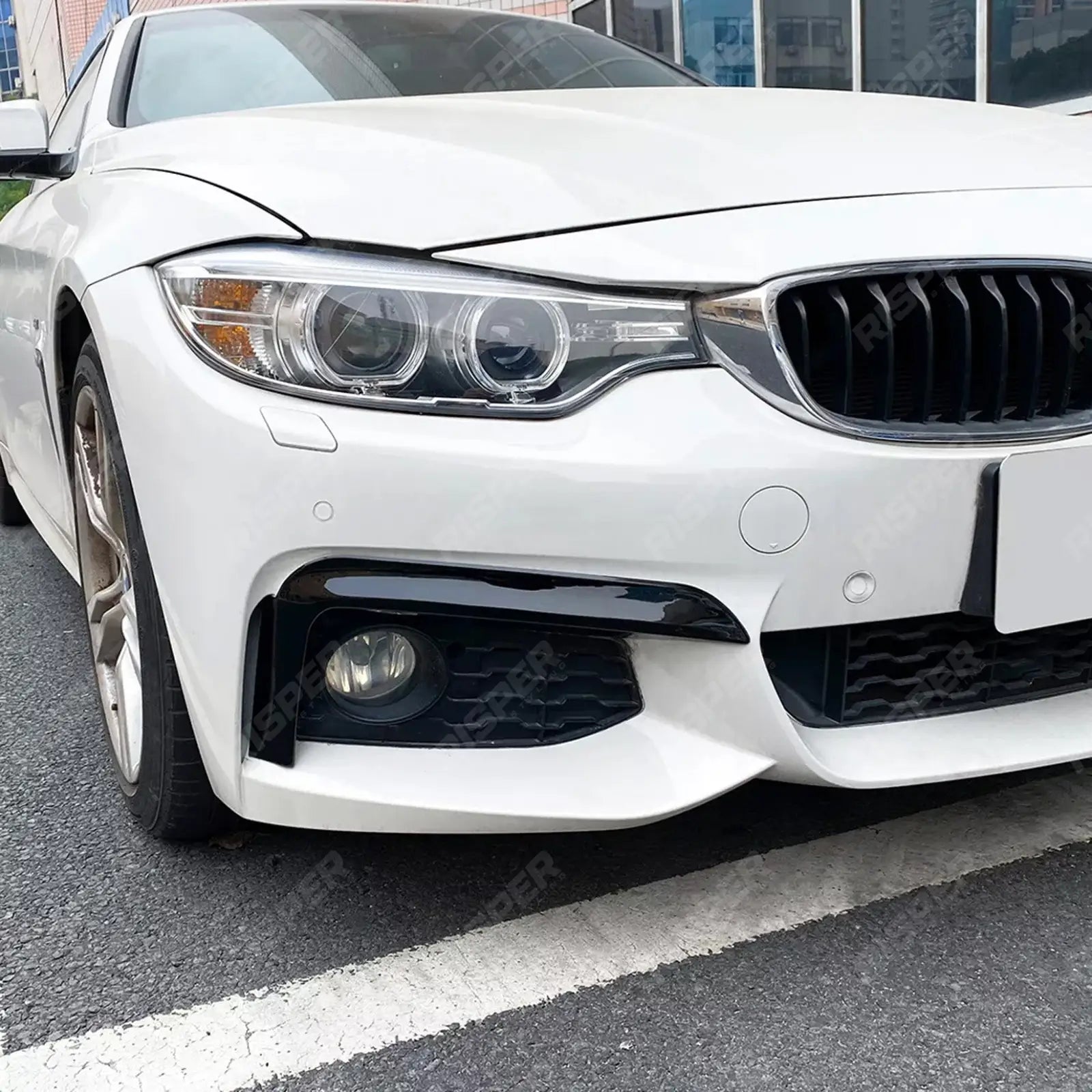 BMW 4 SERIES F32 & F36 2014-2020 M SPORT FRONT UPPER CANARDS IN GLOSS BLACK