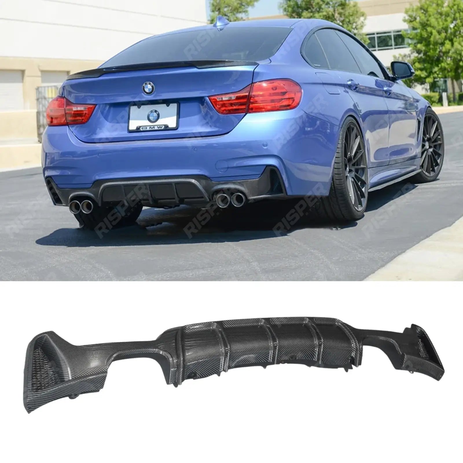 Bmw 4 Series F32 F36 M Sport 2014-2020 Rear Diffuser 00__00 In Carbon Look