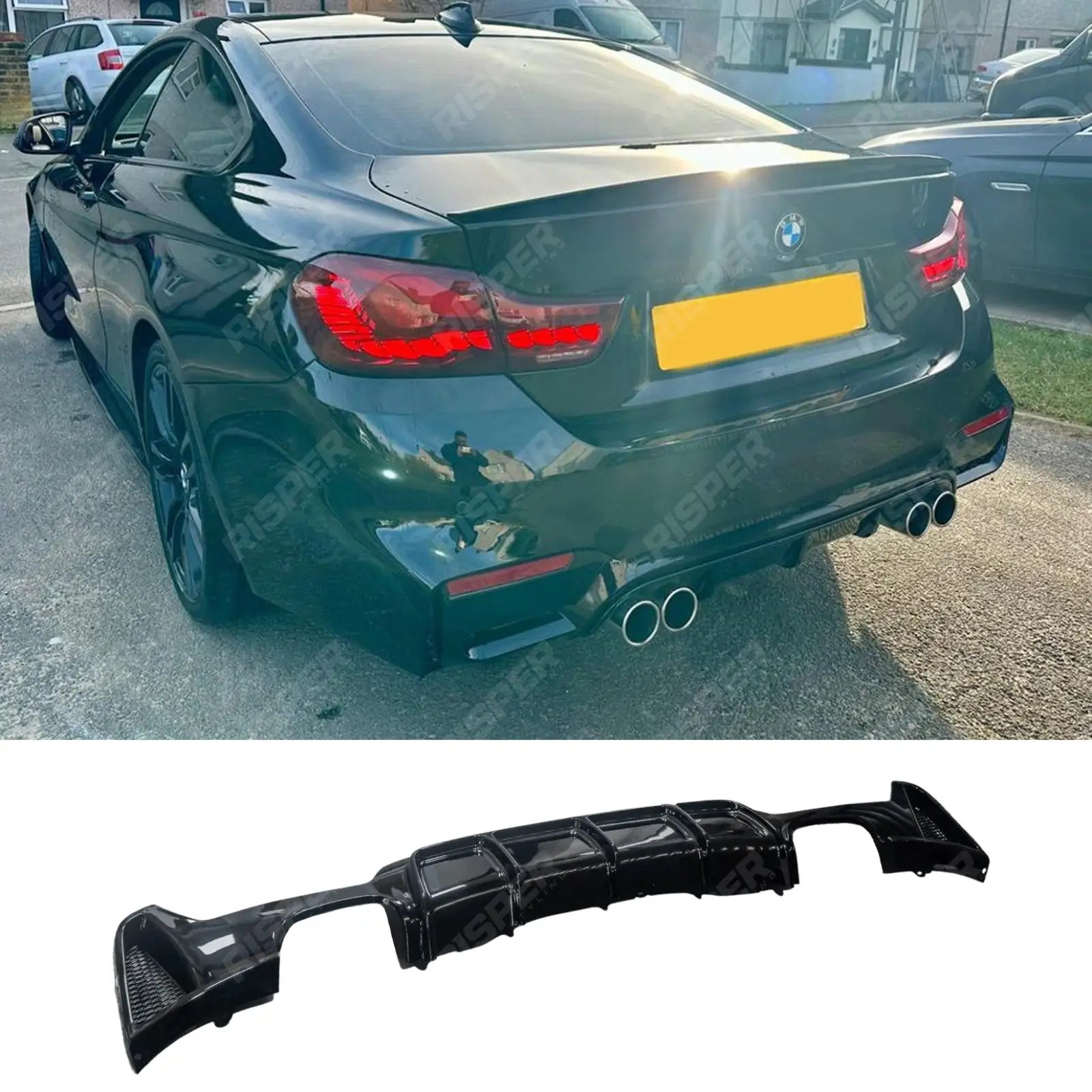 Bmw 4 Series F32 F36 M Sport 2014-2020 Rear Diffuser 00__00 In Gloss Black