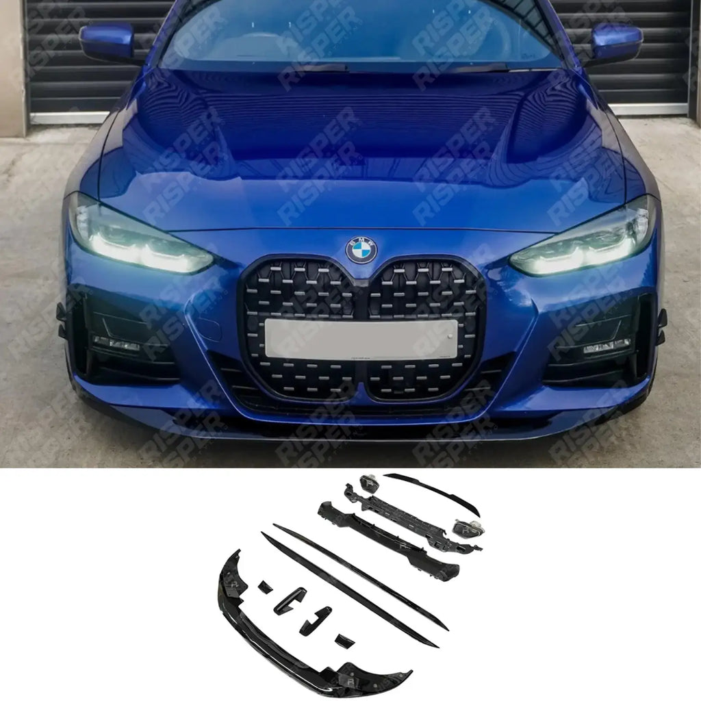 Gloss Black Full Aero Kit with Exhaust Tips For BMW 4 Series G22 2020+ - M Sport -