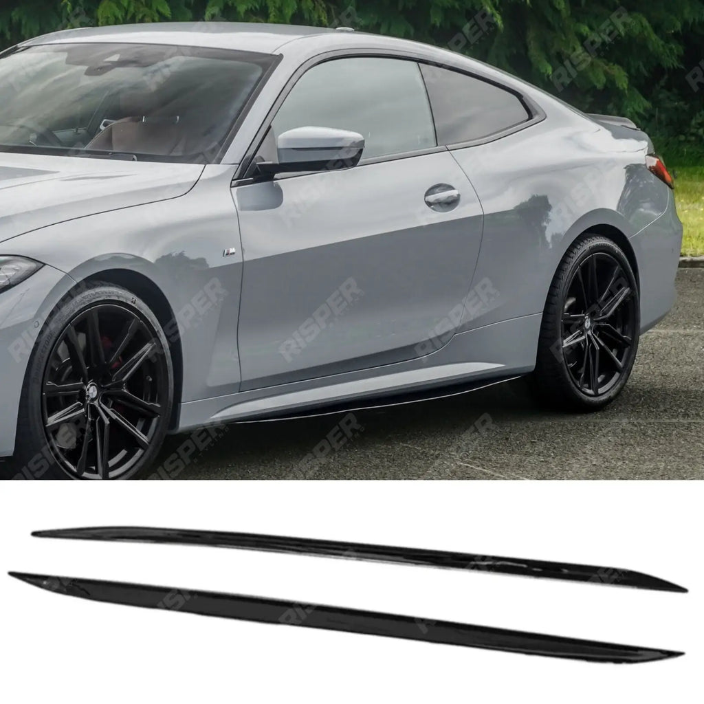 BMW 4 Series G22 M Sport 2020+ Side Skirt Splitters in Gloss Black