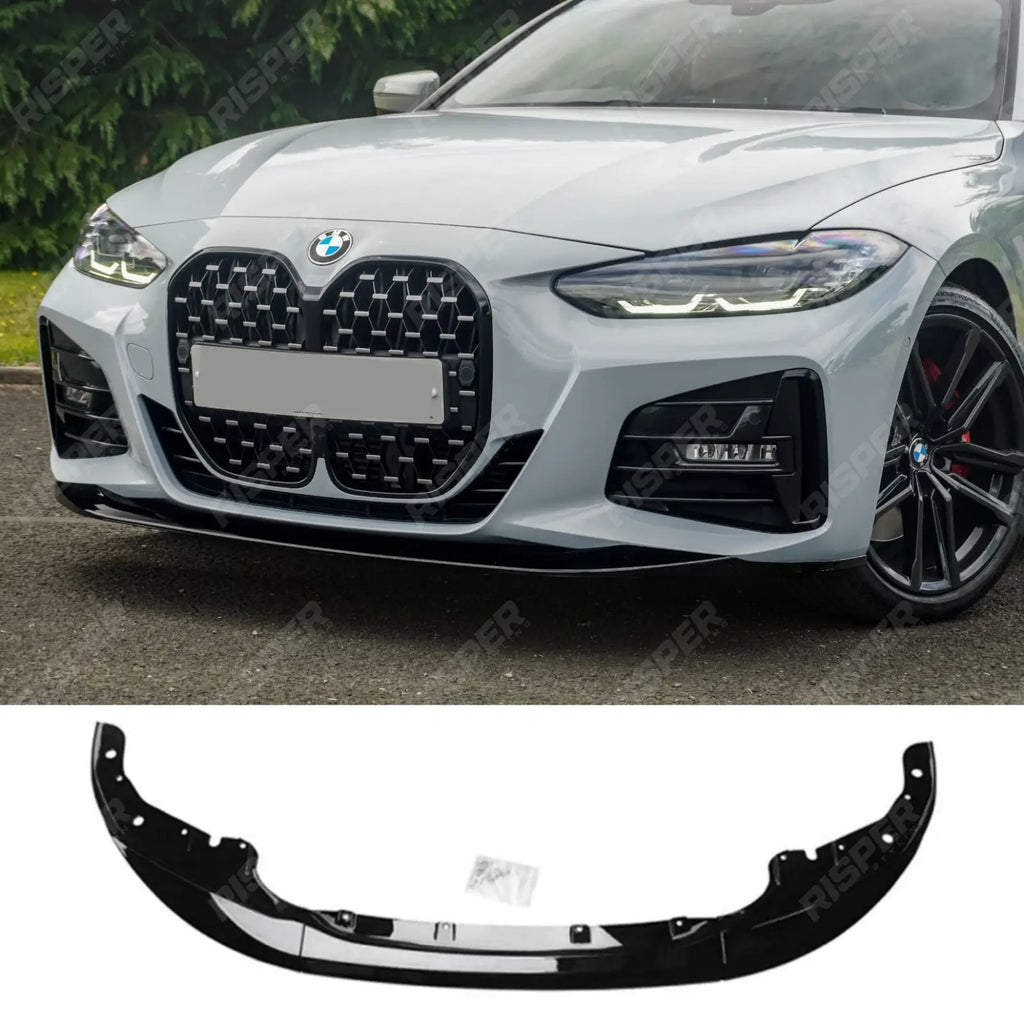 BMW 4 Series M Sport G22 G23 2020+ Front Splitter in Gloss Black