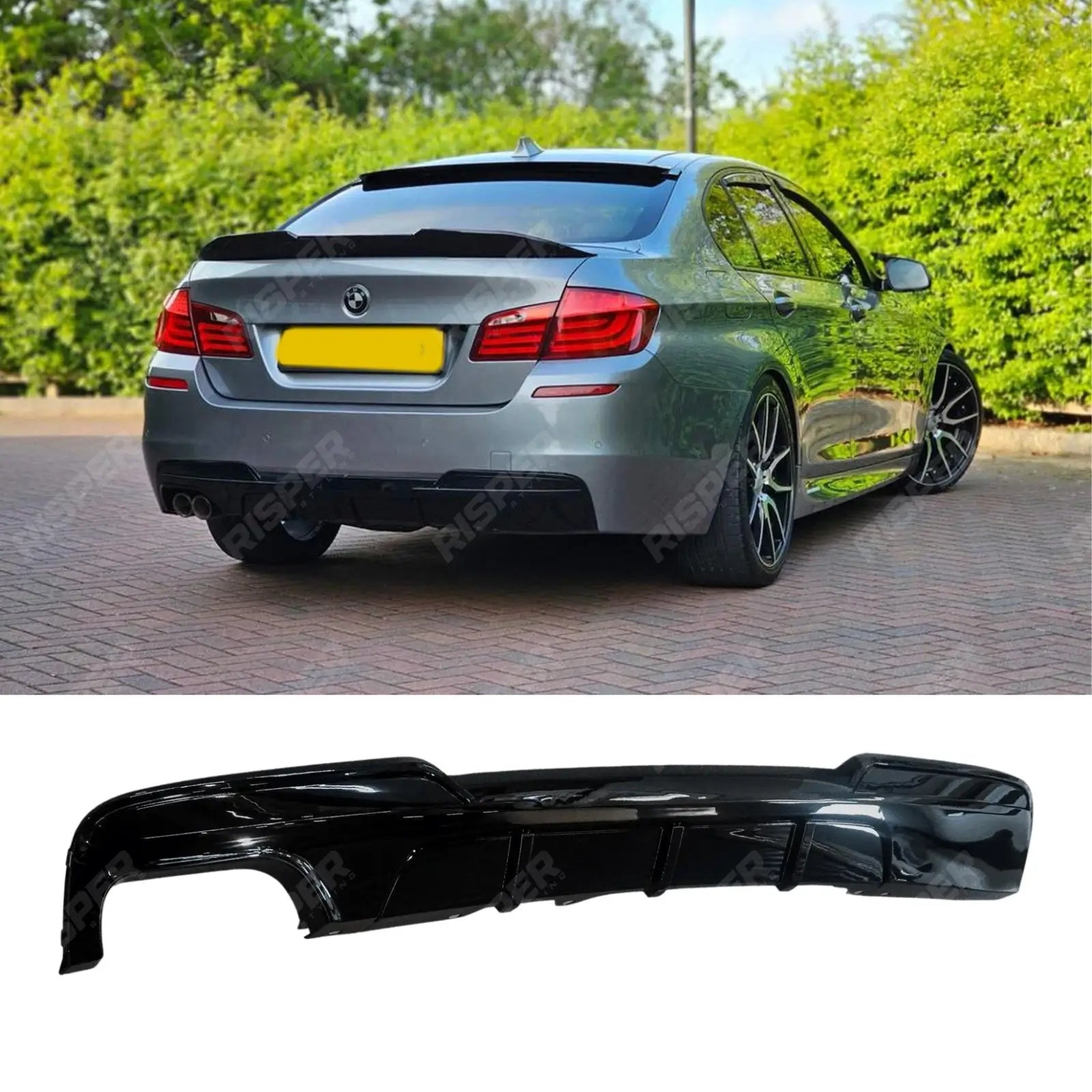 Bmw 5 Series F10 M Sport 2009-2017 Rear Diffuser In Gloss Black 00___