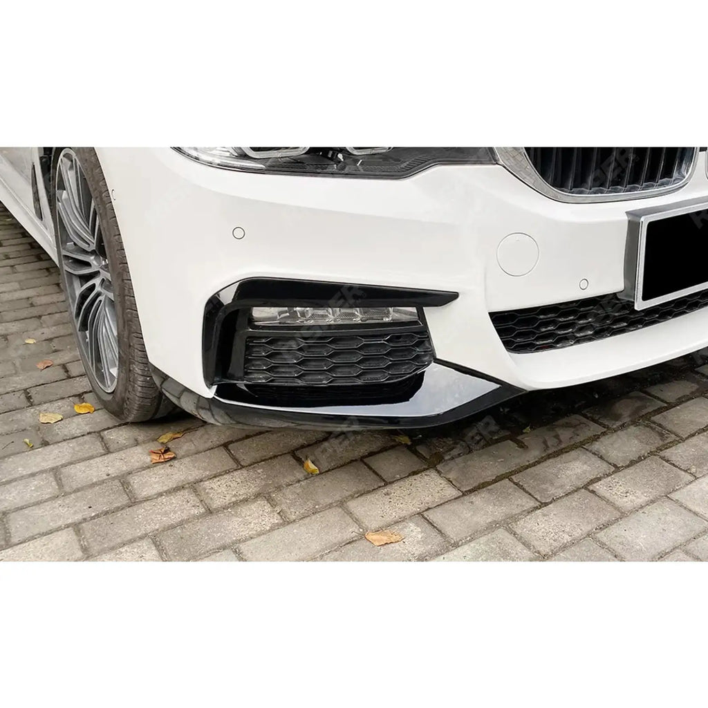 BMW 5 SERIES G30 (PRE LCI) 2017-2020 FRONT BUMPER CORNER SPLITTER IN GLOSS BLACK