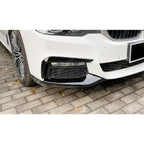 BMW 5 SERIES G30 (PRE LCI) 2017-2020 FRONT BUMPER CORNER SPLITTER IN GLOSS BLACK