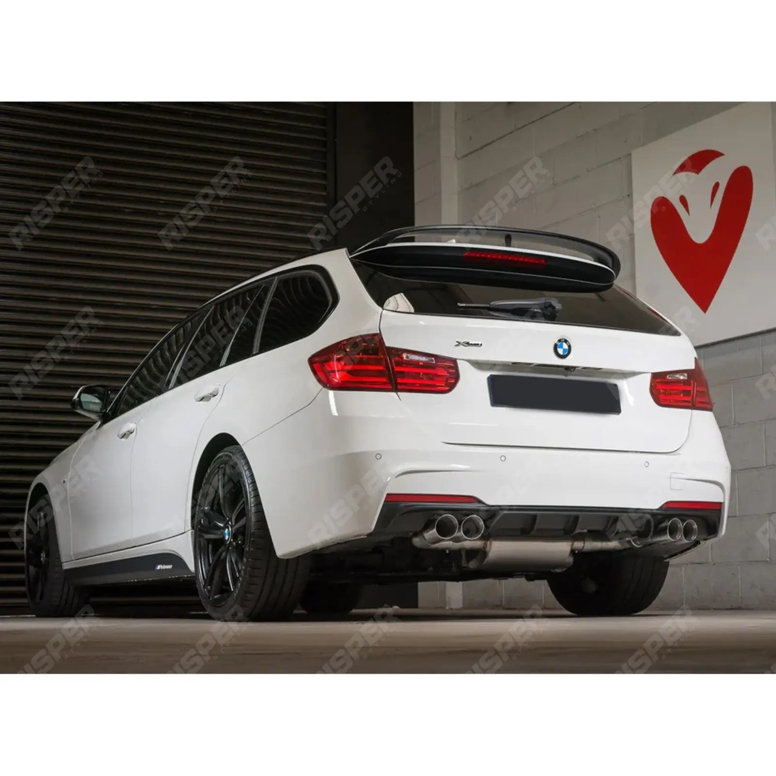 Bmw F30 F35 M Sport Quad Exit Rear Diffuser - Matte Black