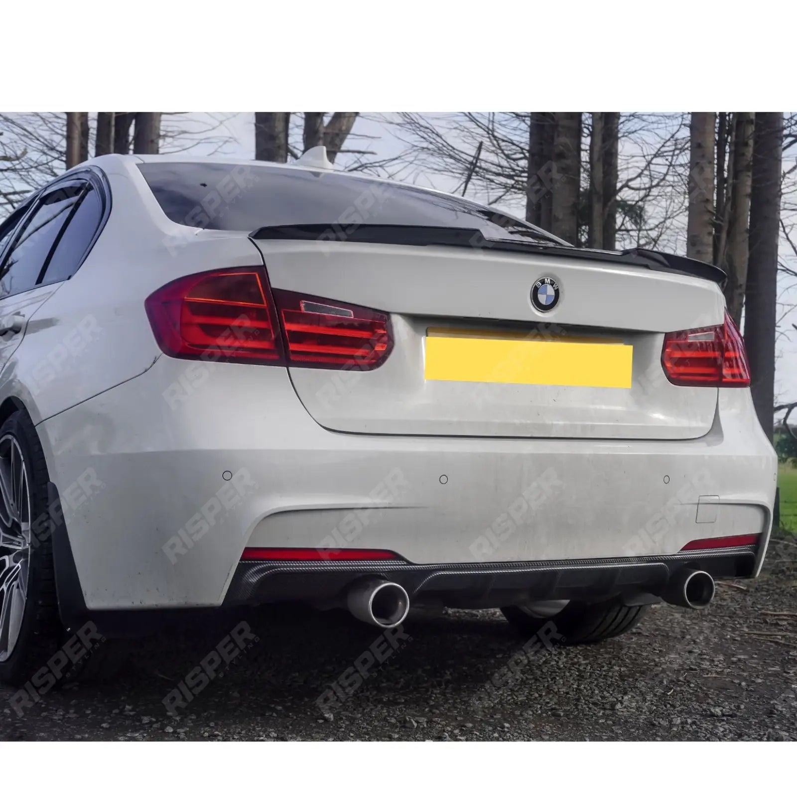 Bmw F30 F35 M Sport Single Tip Twin Exit Rear Diffuser - Carbon Look