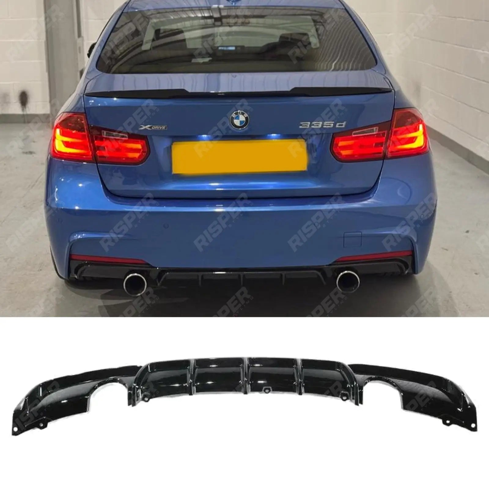 Bmw F30 F35 M Sport Single Tip Twin Exit Rear Diffuser In Gloss Black
