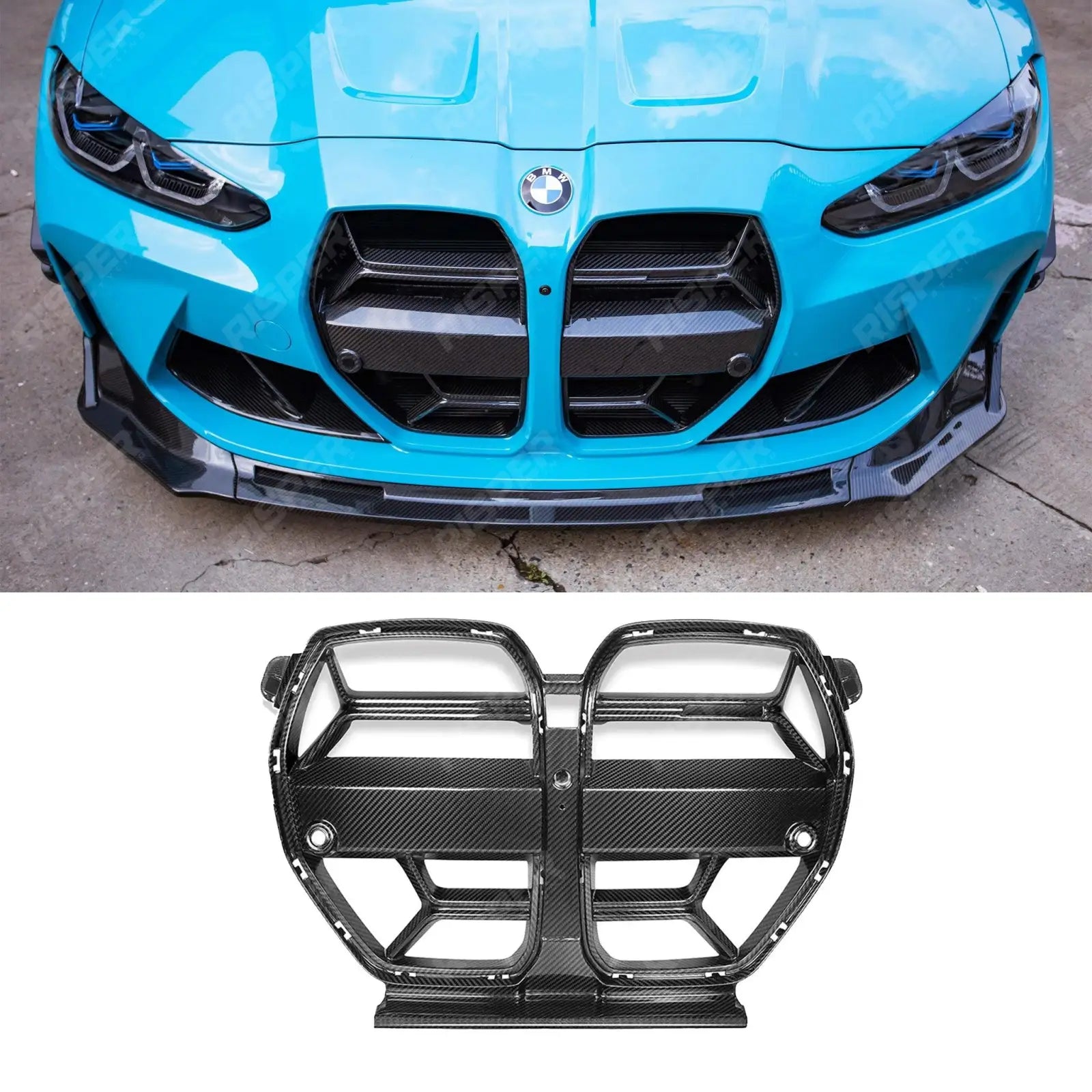 BMW G80 G81 M3 G82 G83 M4 CSL Dry Carbon Fiber Front Kidney Grill - With or Without ACC