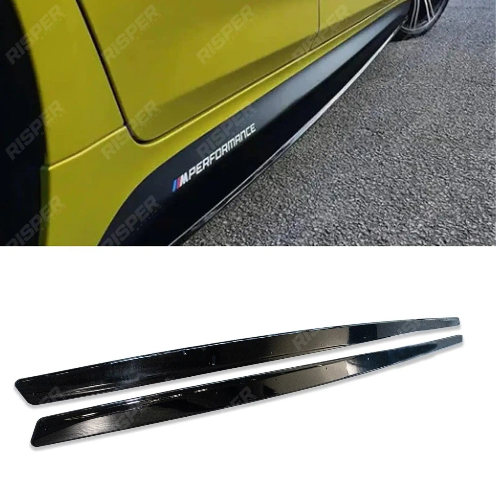 BMW M3 M4 F80 M Sport 2014-2020 Side Skirt Splitters in Gloss Black