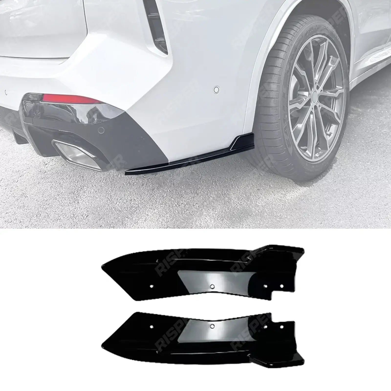 BMW X3 G01 LCI 2022+ M-Sport Rear Bumper Corner Splitters In Gloss Black