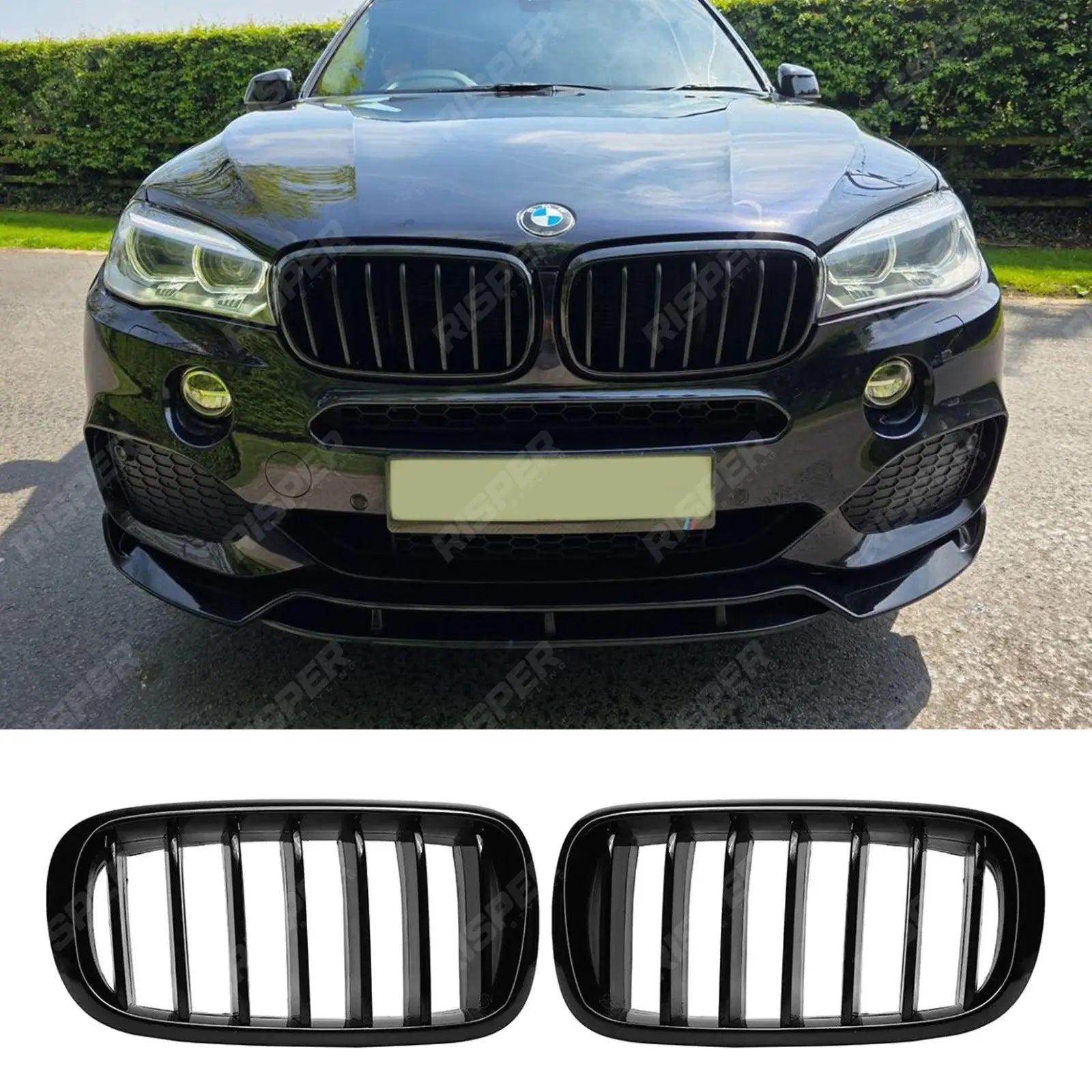 BMW X5 F15 2013-2018 - Gloss Black Front Grill - Solid Slat