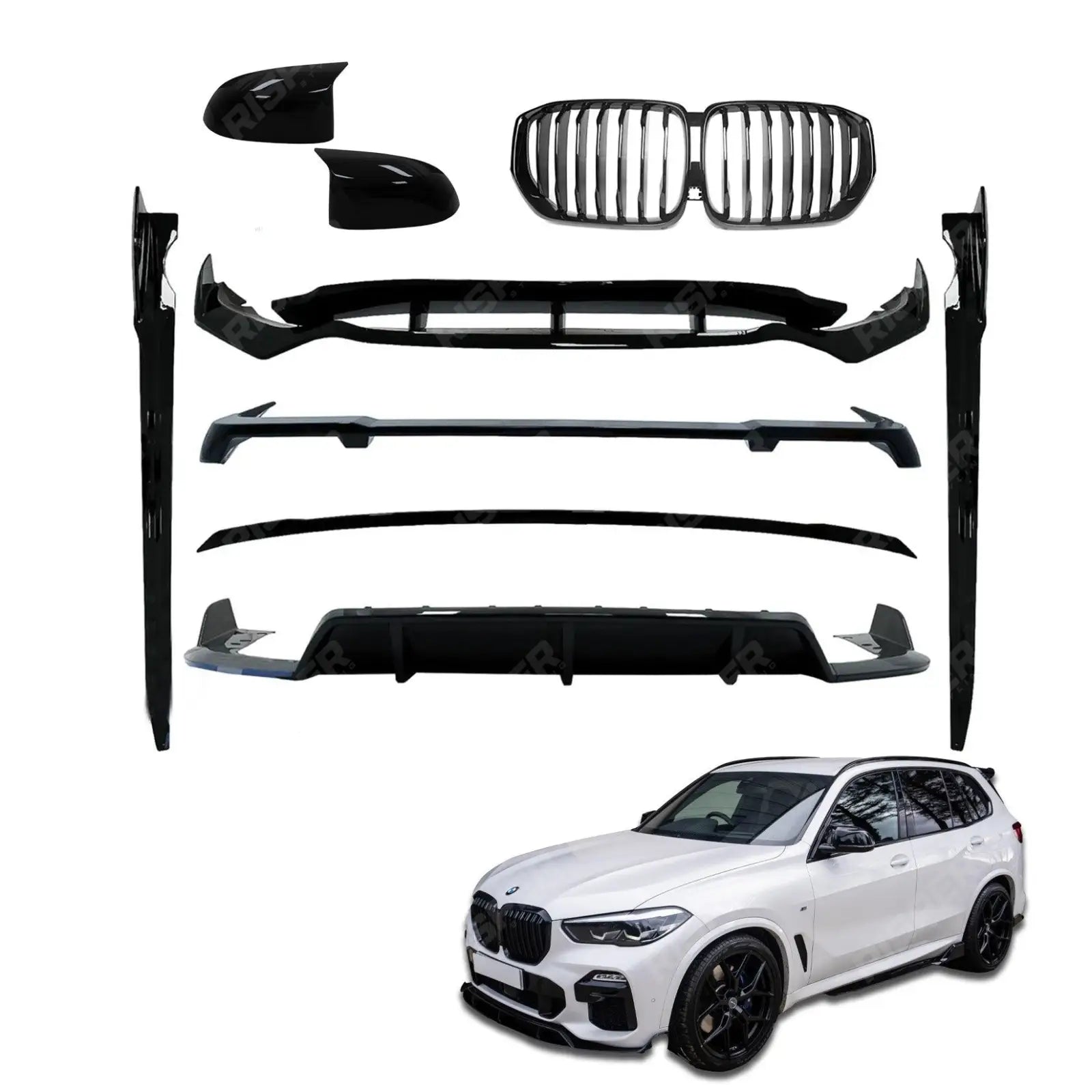 Bmw X5 G05 M Sport 2018-2022 - Black Knight Aero Kit Full - With Grill & Mirror Caps