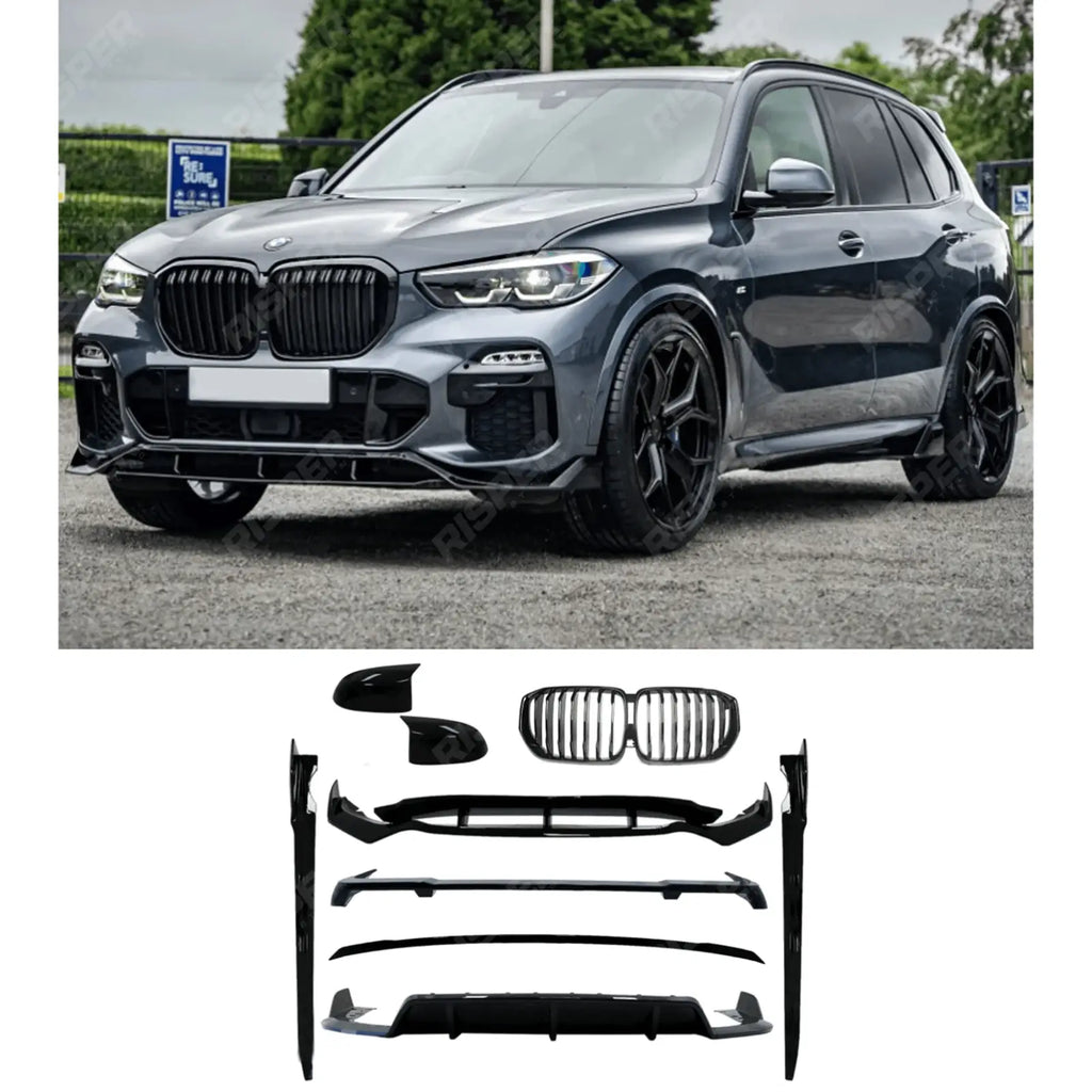 Bmw X5 G05 M Sport 2018-2022 - Black Knight Aero Kit Full - With Grill & Mirror Caps