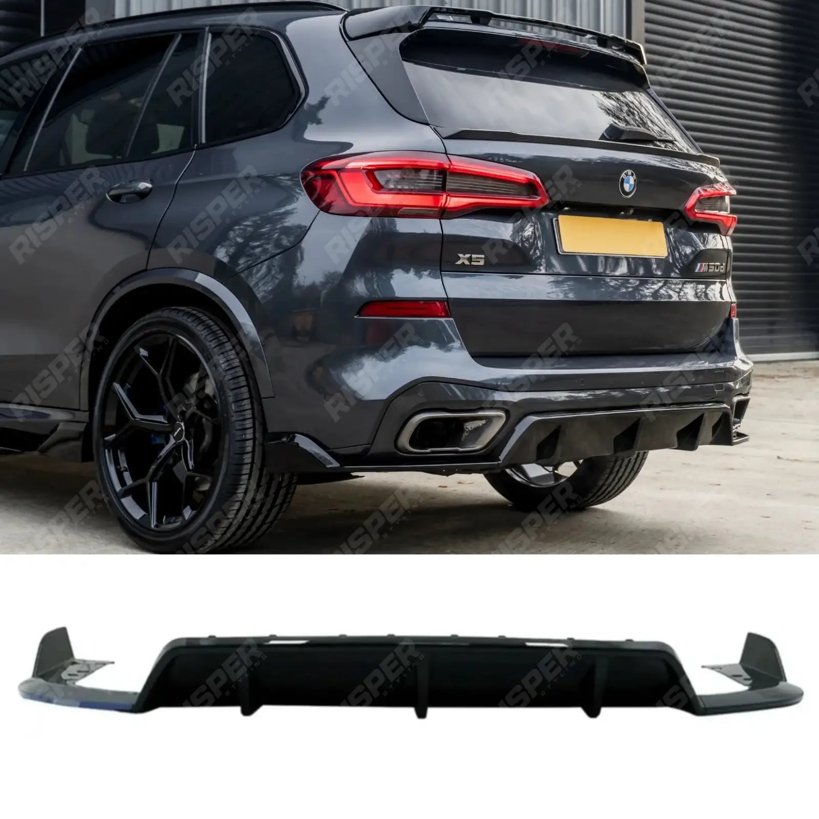 BMW X5 G05 M Sport 2018-2022 - Black Knight Rear Diffuser in Gloss Black