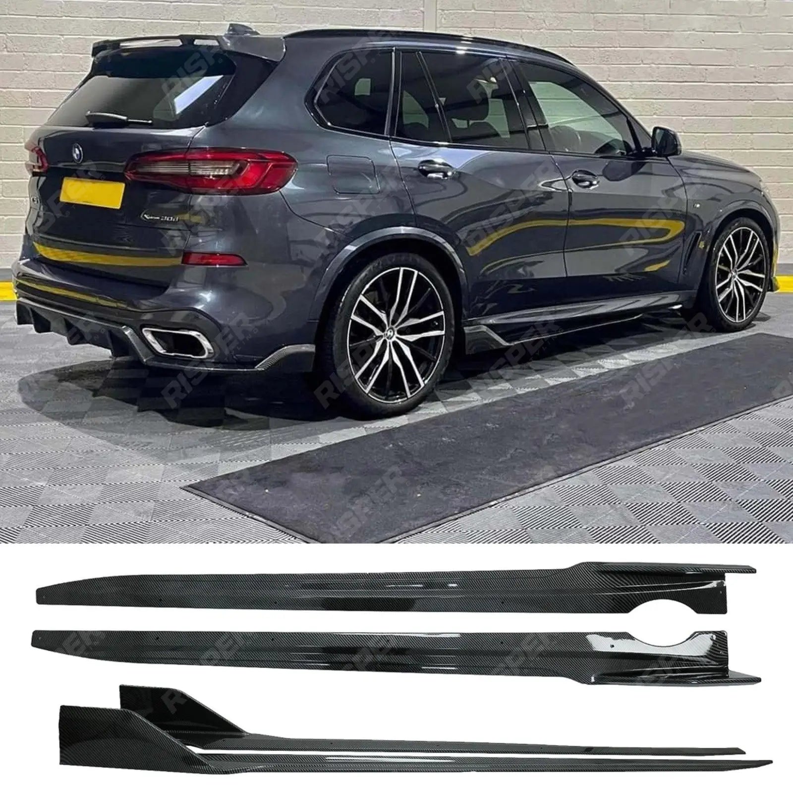 BMW X5 G05 M Sport 2018+ - Black Knight Side Skirt Splitters in Carbon Look
