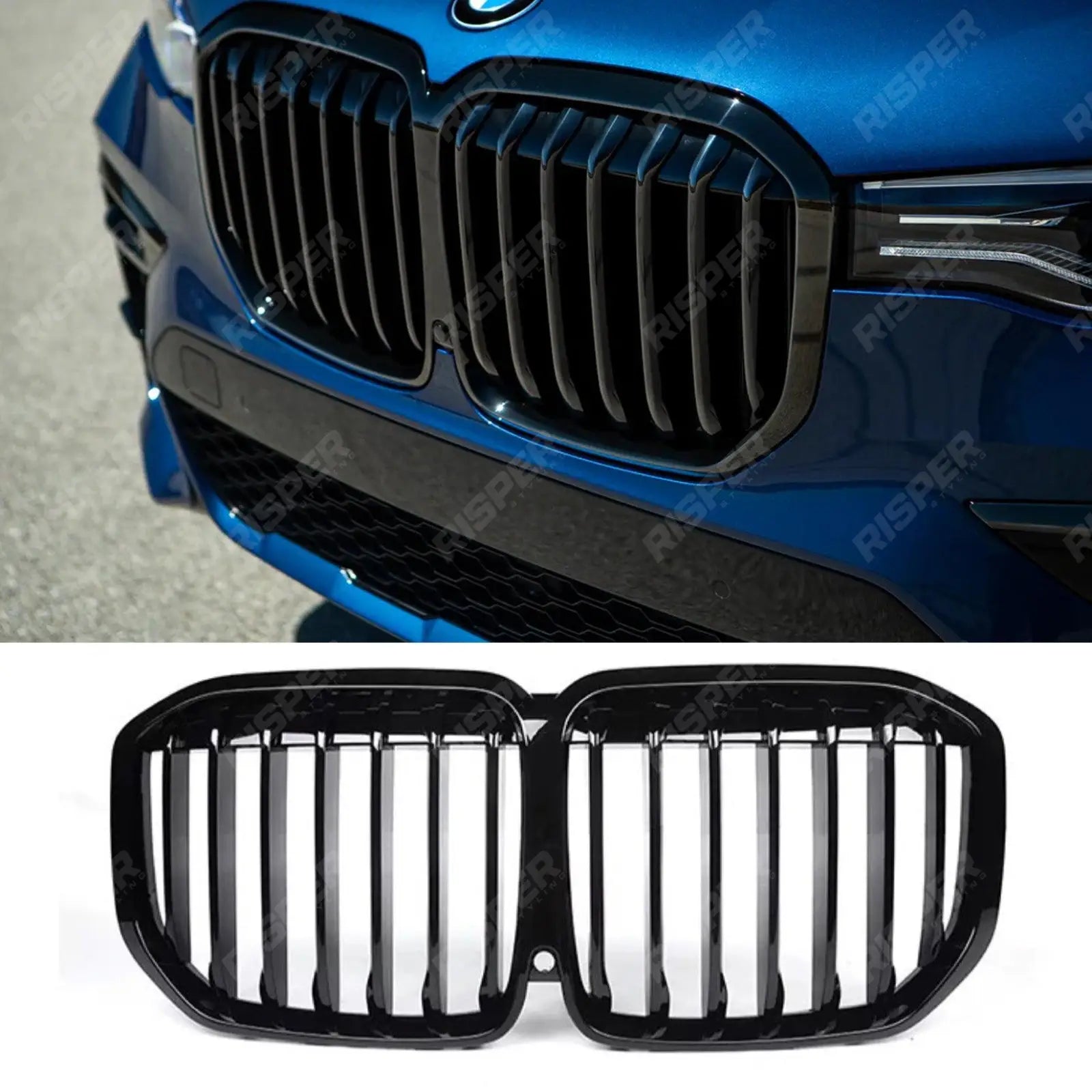 BMW X7 G07 2018 - 2023 - Front Grill - Solid Slat Style In Gloss Black