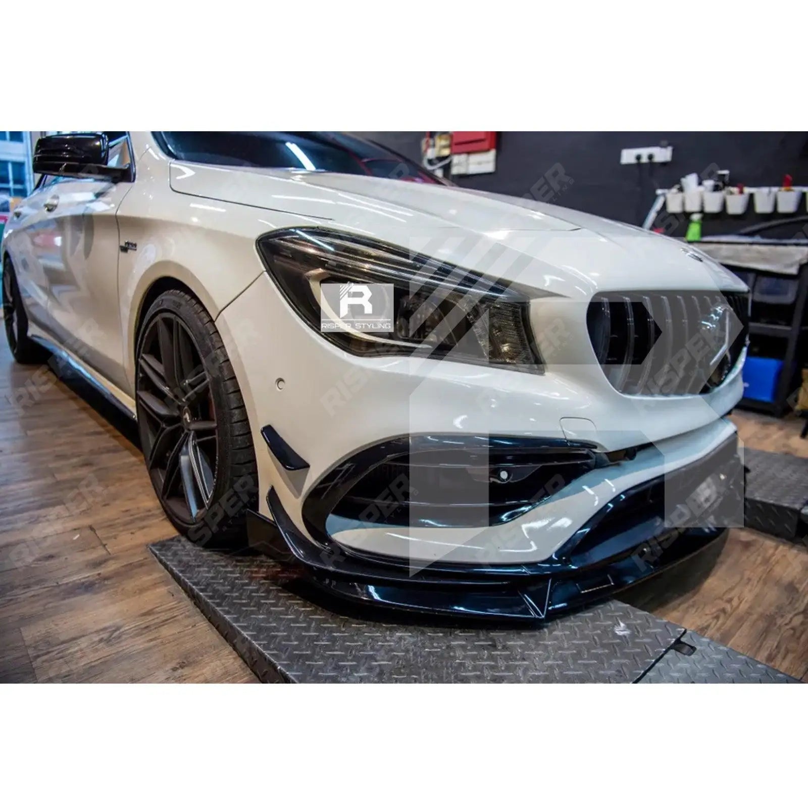 Brabus Style Gloss Black 3 Piece Front Splitter Lip For Mercedes CLA W117 2013-2019