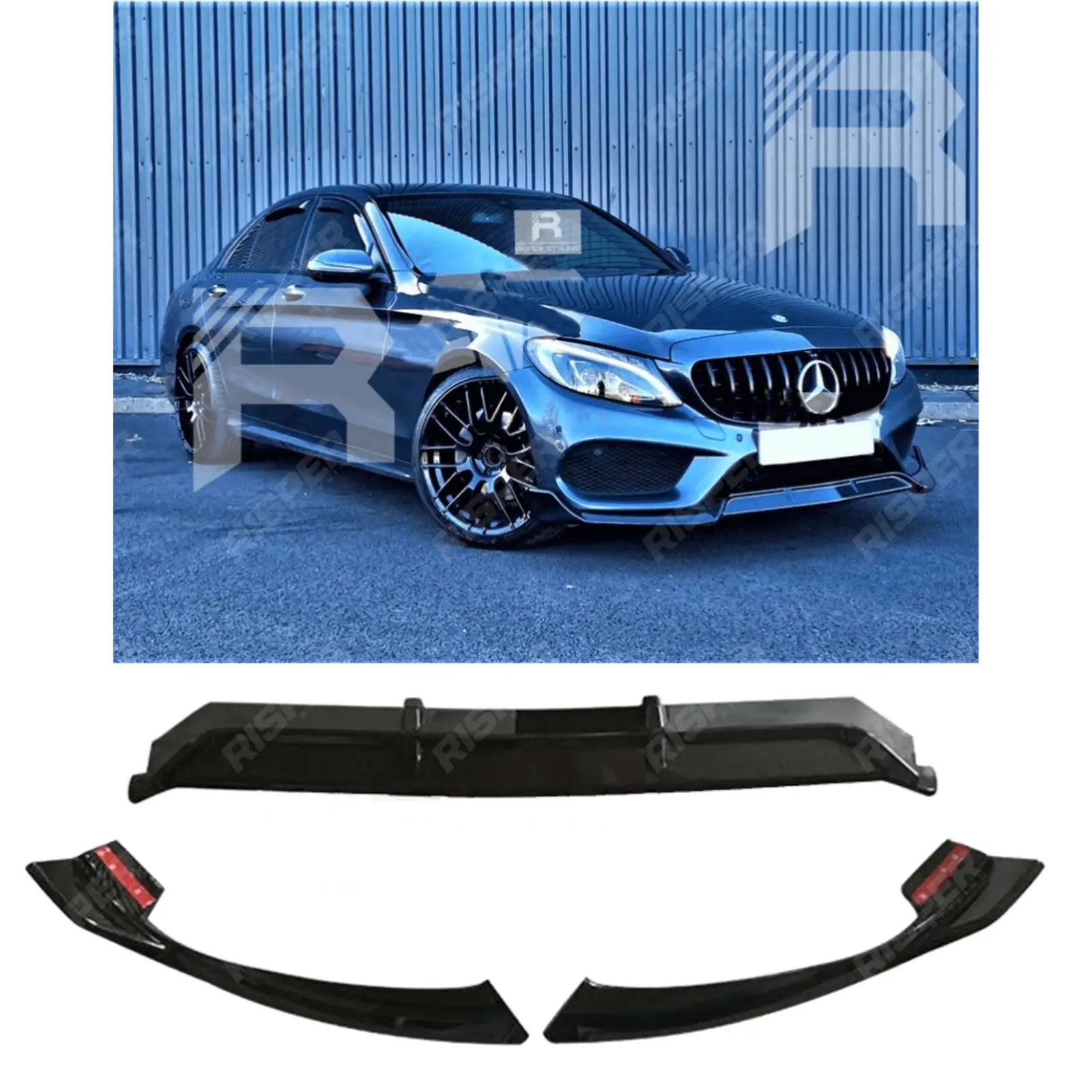 C63S Brabus Style' Front Splitter Lip In Gloss Black For Mercedes C-Class W205 2015-2018