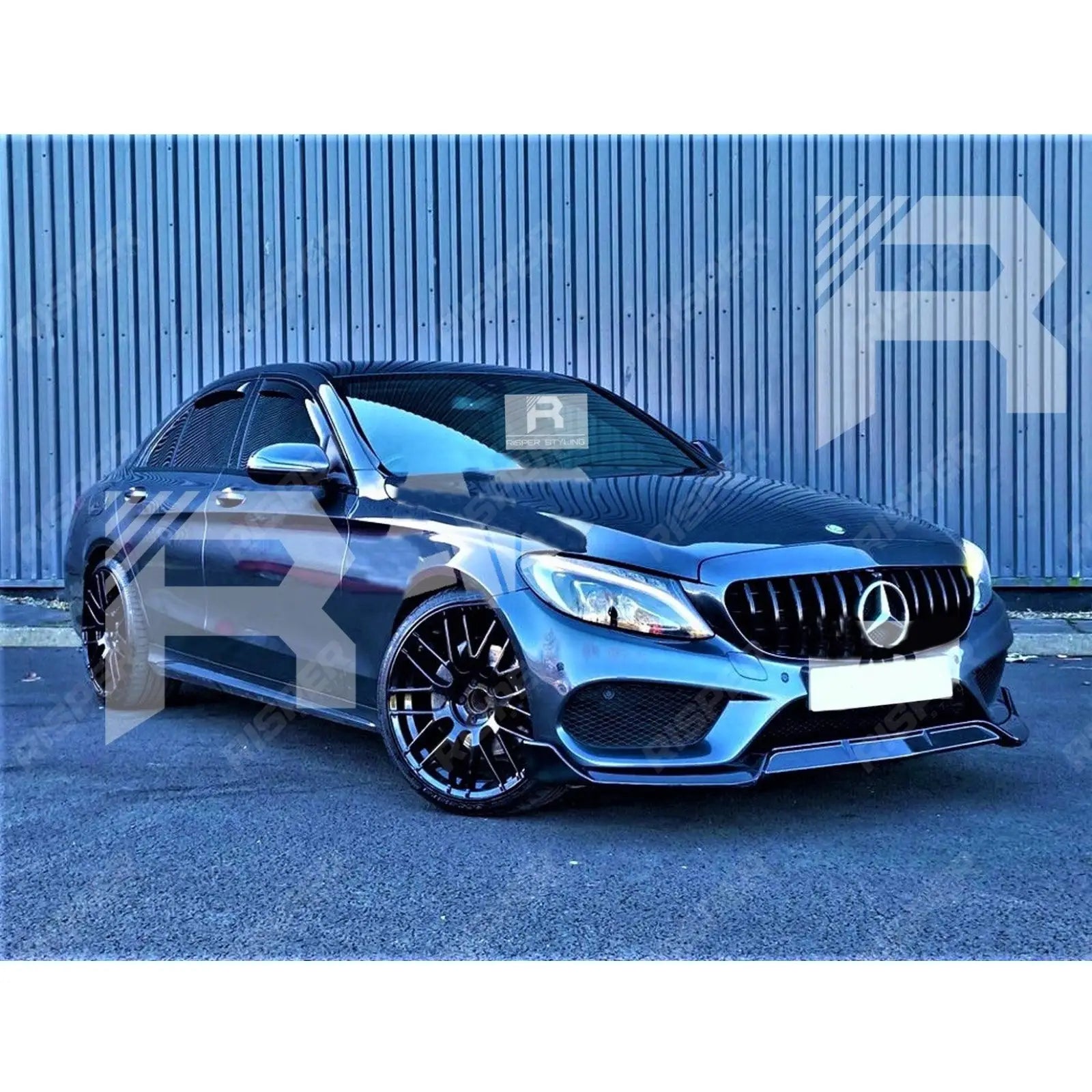 C63S Brabus Style' Front Splitter Lip In Gloss Black For Mercedes C-Class W205 2015-2018