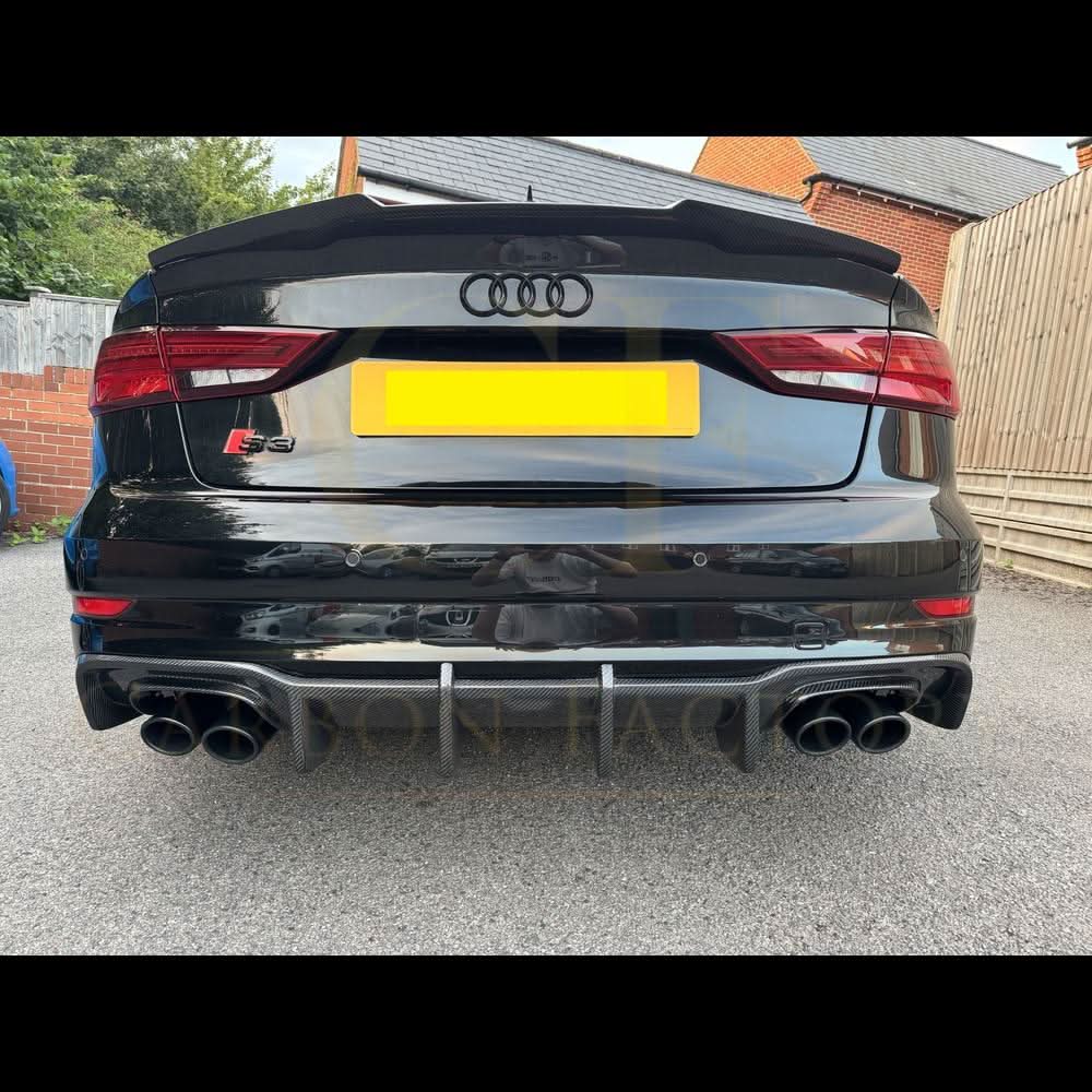 Big Fin Style Carbon Fibre Rear Diffuser for Audi A3 S Line Saloon S3 17-19