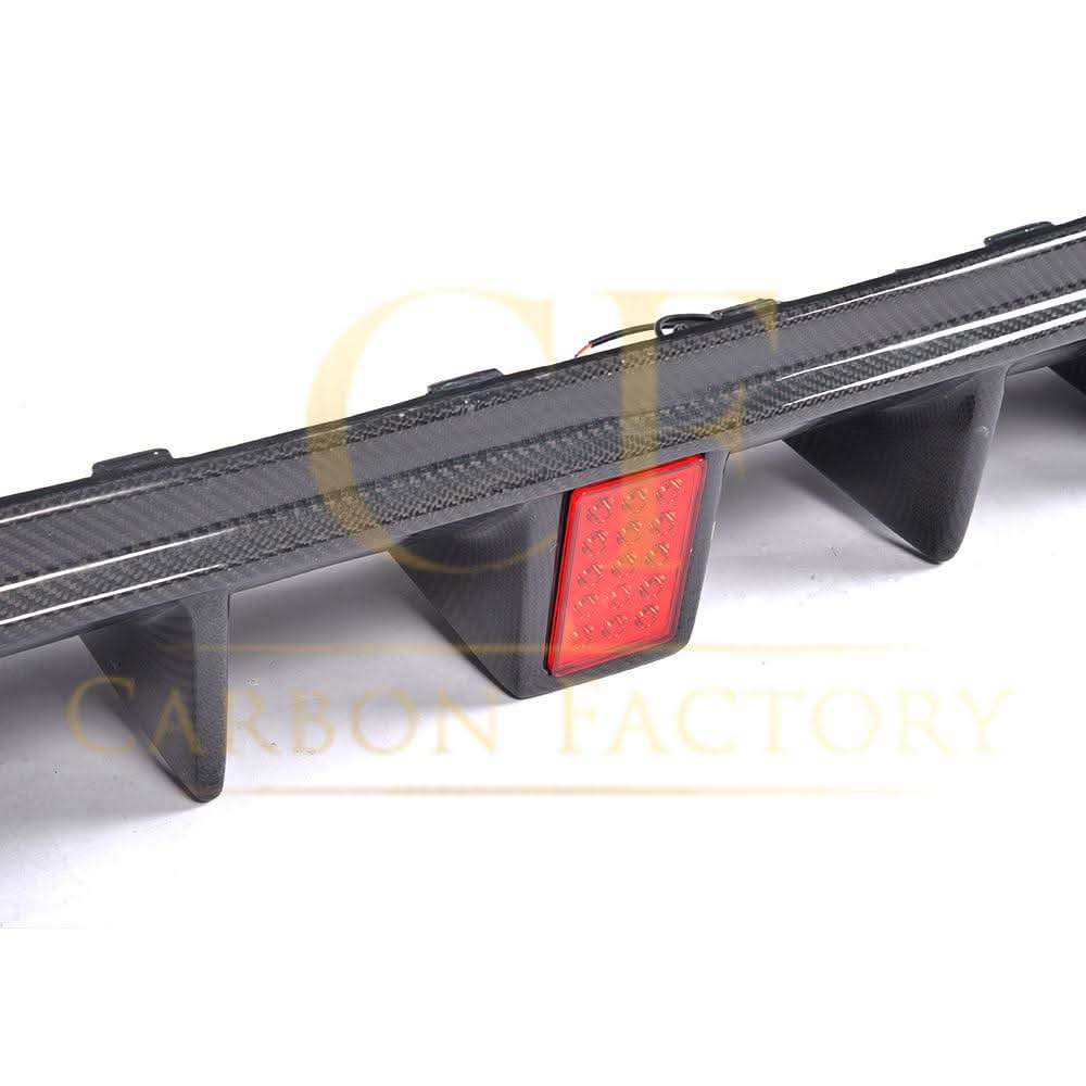 LED Style Carbon Fibre Rear Diffuser + Exhaust tips for Mercedes W213 E Class Saloon 16-20