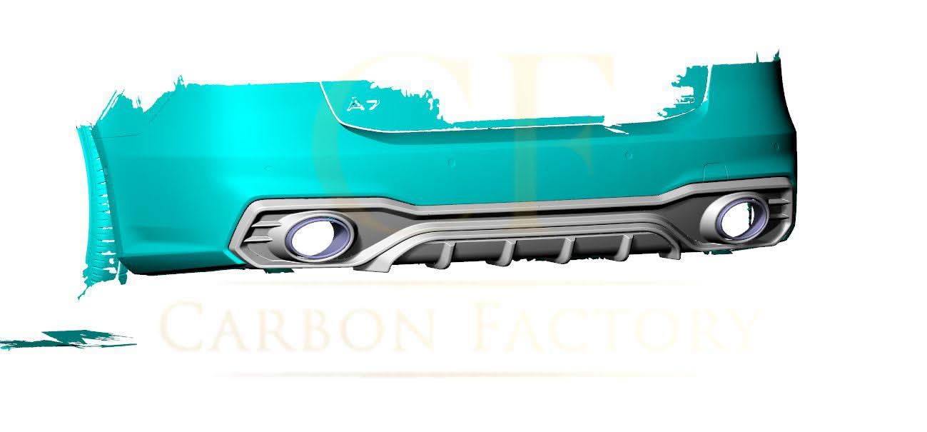 P Style Pre-Preg Carbon Fibre Rear Diffuser with Exhaust Tips for Audi 4K A7 S Line S7 19-22