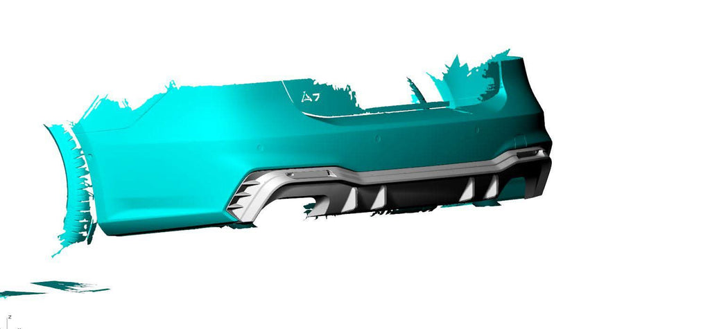 V Style Carbon Fibre Rear Diffuser for Audi 4K A7 S Line S7 19-22