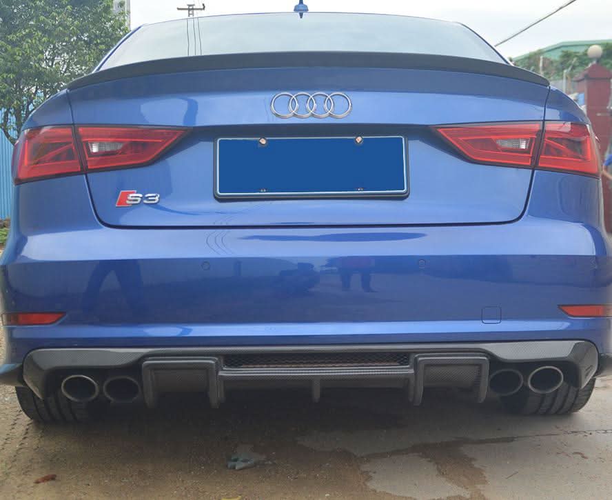 V Style Carbon Fibre Rear Diffuser for Audi A3 S Line S3 Saloon 13-15
