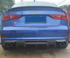 V Style Carbon Fibre Rear Diffuser for Audi A3 S Line S3 Saloon 13-15
