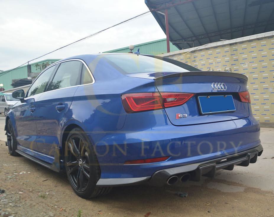 V Style Carbon Fibre Rear Diffuser for Audi A3 S Line S3 Saloon 13-15