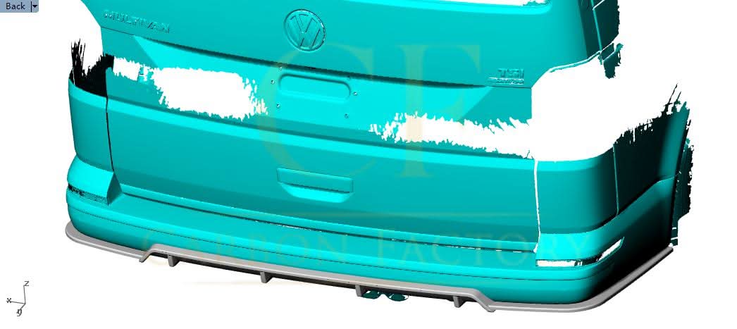 V Style Carbon Fibre Rear Diffuser for VW T6 Multivan 15-20