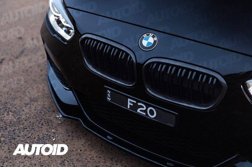 Carbon Fibre Double Slat Kidney Grilles for BMW 1 Series (2015-2019, LCI F20 F21)