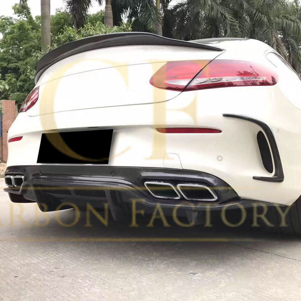 Carbon Fibre Rear Bumper Trims for Mercedes W205 C Class 2 Door Coupe 15-18
