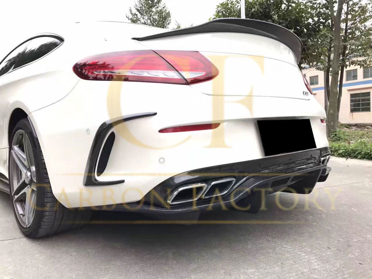 Carbon Fibre Rear Bumper Trims for Mercedes W205 C Class 2 Door Coupe 15-18