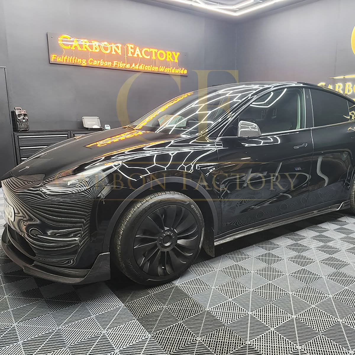 V Style Carbon Fibre Side Skirts for Tesla Model Y 19-23
